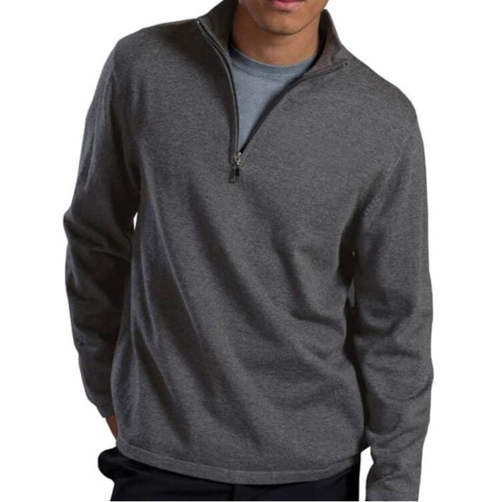 Classic Gray Zip-Up Sweater for Men